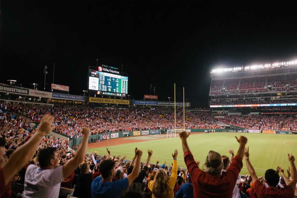 乐鱼体育资讯站首页视觉图：夜晚体育场与记分牌